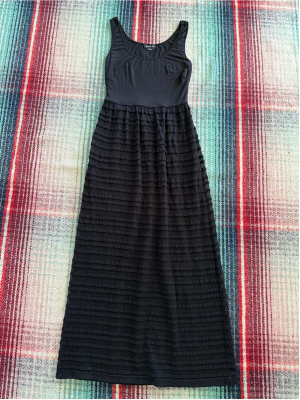 Vintage Bebe Black Ruffled Layered Maxi Dress XS
